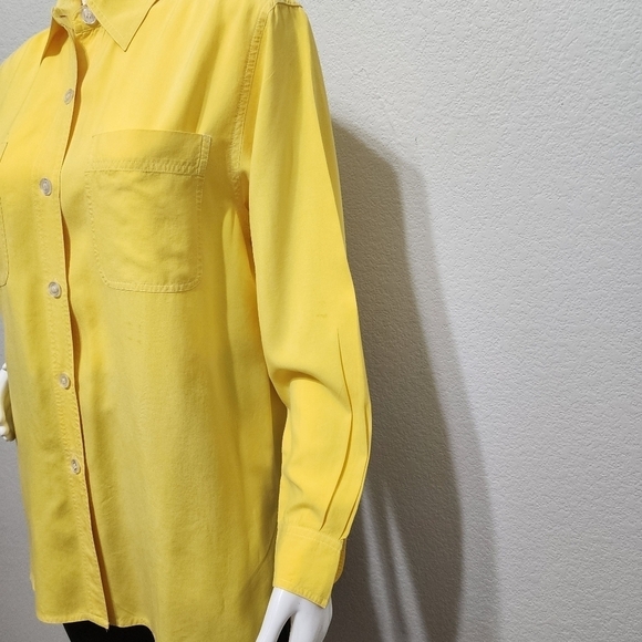 Diane Von Furstenberg Yellow Silk Button Down Tunic Top Size M - Picture 4 of 13